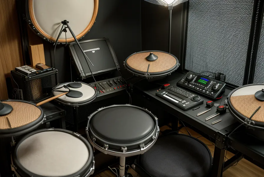 Nahaufnahme von doppellagigen Mesh-Heads eines E-Drums