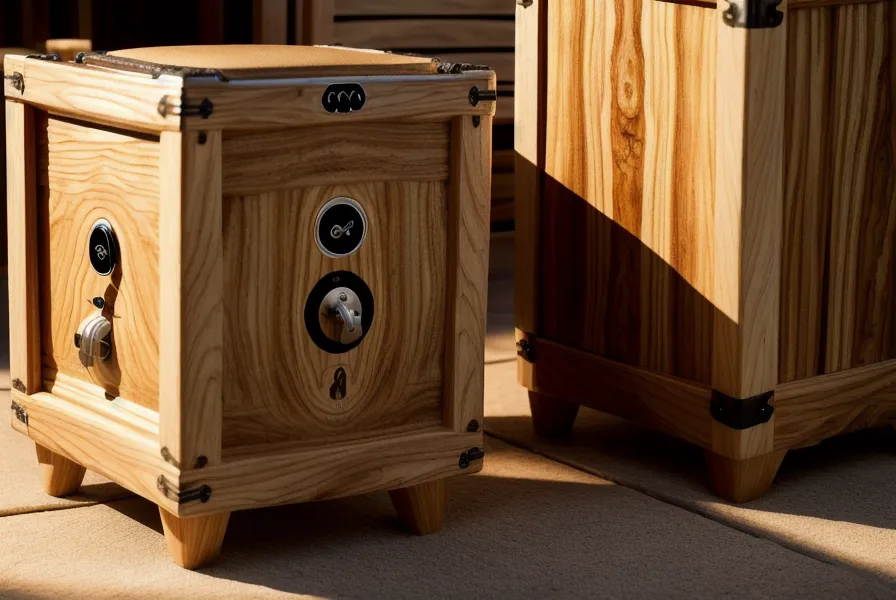Eine moderne Holz-Cajon im Homeoffice als Alternative zum Schlagzeug