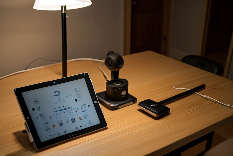 Großes iPad mit Noten-App montiert an einem E-Drum Rack