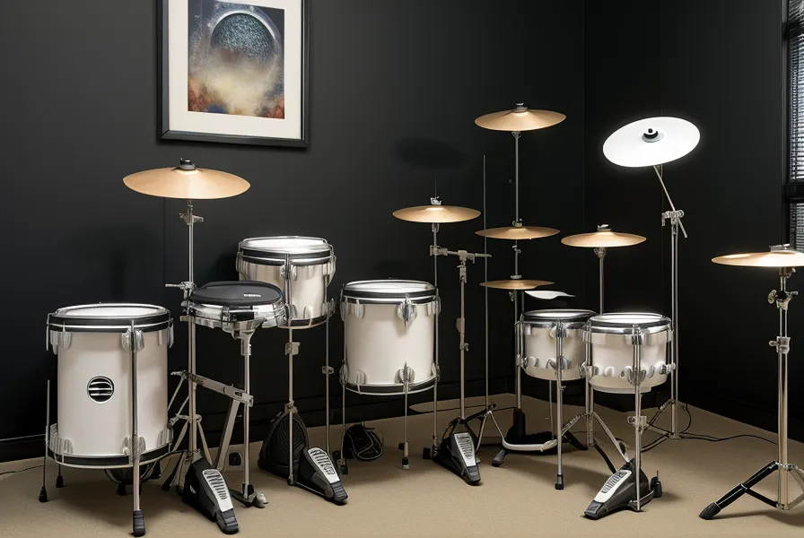 E-Drum Modul mit angeschlossenen Studio-Kopfhörern im heimischen Arbeitszimmer