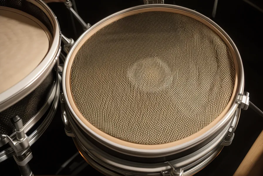 Hände eines Schlagzeugers beim Üben von Rudiments auf einem Mesh-Head Pad