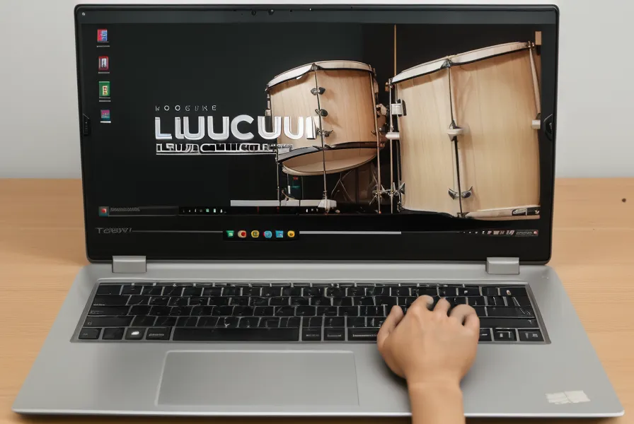 Online Schlagzeugkurs Interface auf einem Laptop Bildschirm