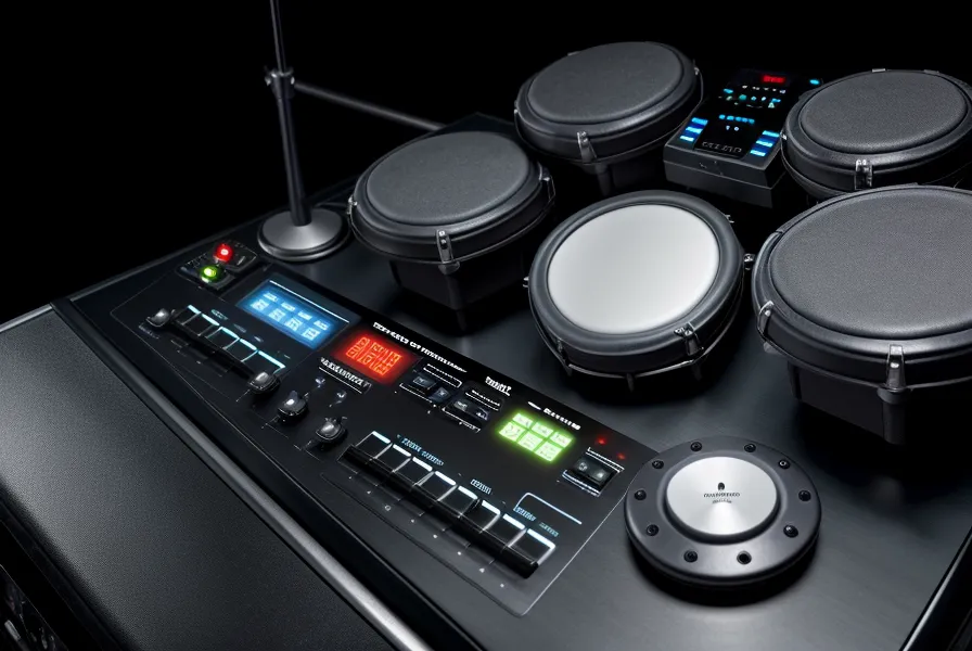 Nahaufnahme eines E-Drum Moduls mit Metronom-Einstellungen.