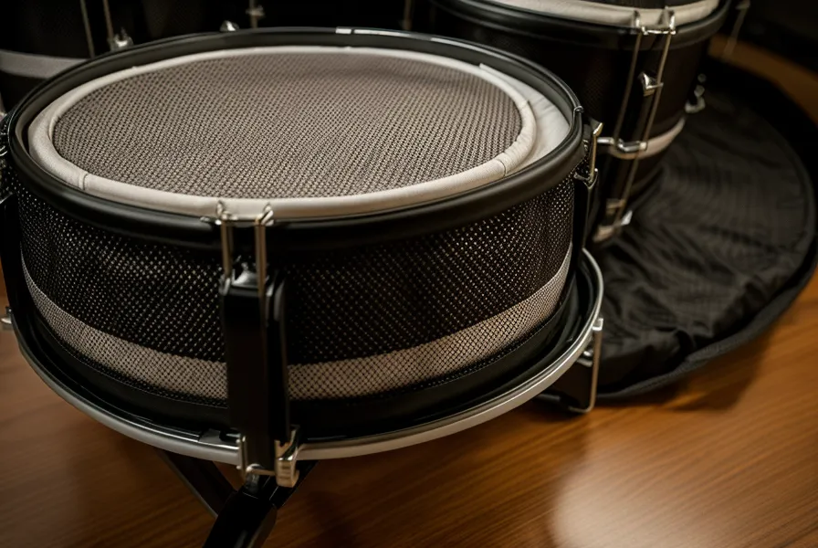 Nahaufnahme eines Mesh-Head-Pads am E-Drum-Set – Rebound-Kontrolle für sauberes Fill-Timing beim Schlagzeug lernen online