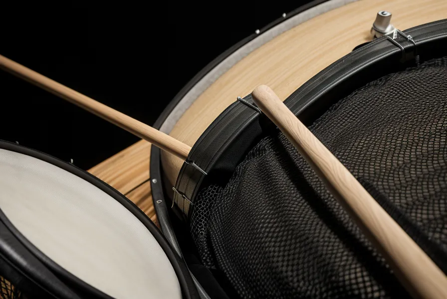 Nahaufnahme eines Schlagzeugsticks auf einem Mesh-Head Pad