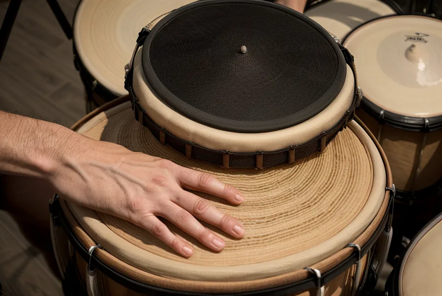 Rudiments am Mesh-Head Pad üben – Schlagzeugstöcke in Nahaufnahme beim Online-Kurs Training
