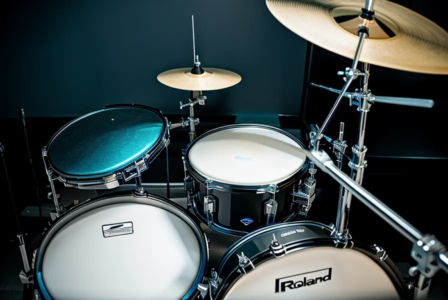 Nahaufnahme eines E-Drum Moduls mit Kopfhöreranschluss im Homeoffice