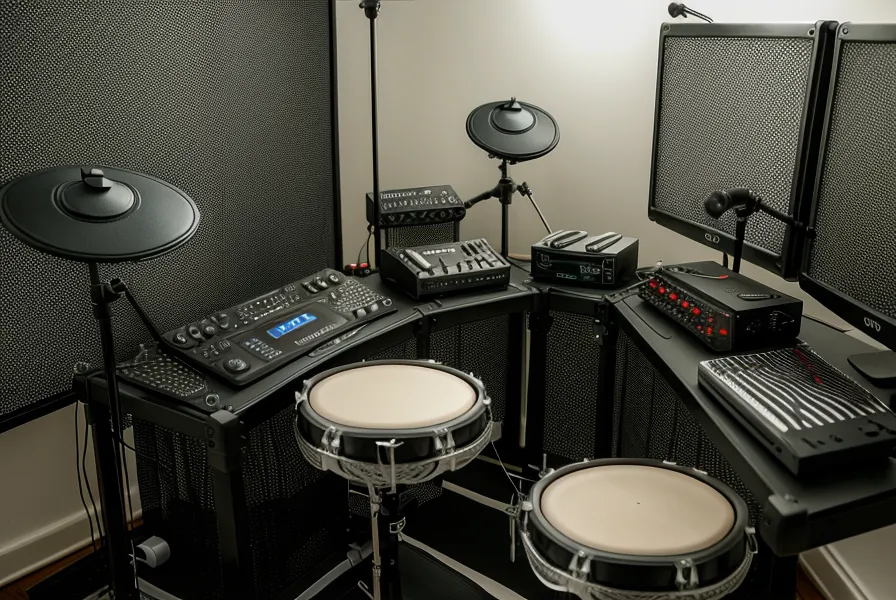 Drumsticks auf dem Mesh-Head Pad eines E-Drums beim Schlagzeug lernen im Wiedereinstieg