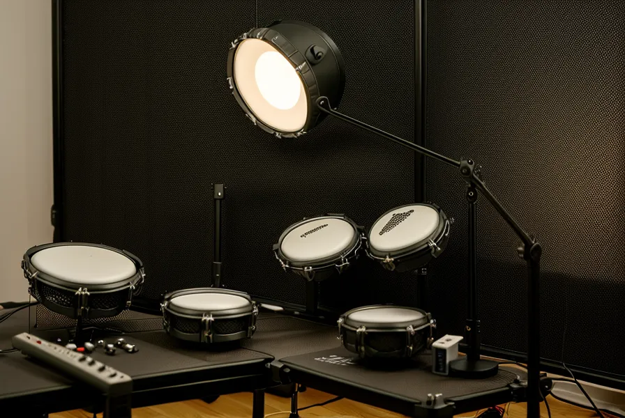 Soundmodul eines E-Drum-Sets mit Kopfhörern für den ruhigen Übungsabend