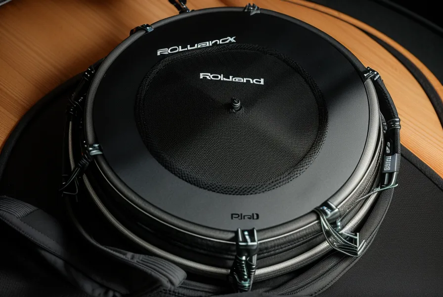 Nahaufnahme von Schlagzeugstöcken auf einem Mesh-Head Snare Pad