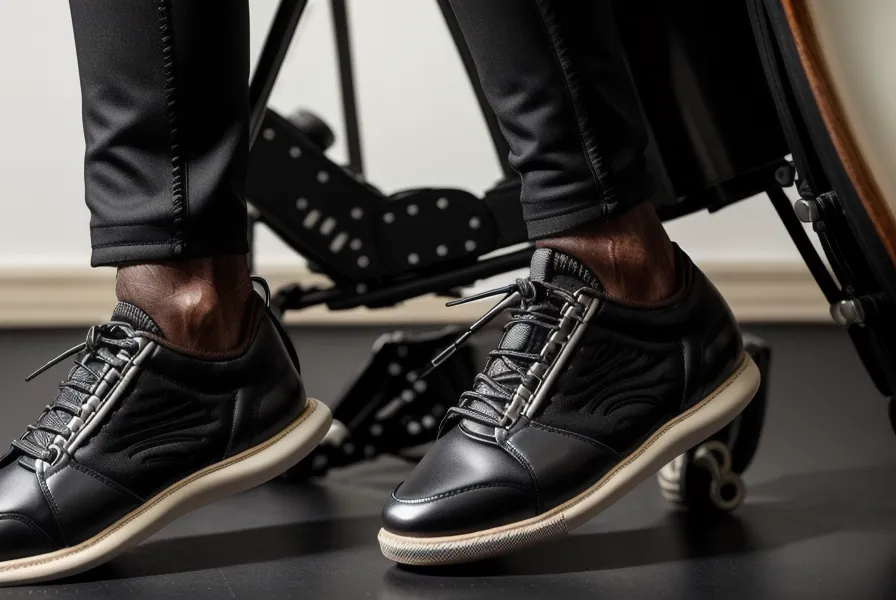 Nahaufnahme der Füße auf einem Doppel-Fussmaschinen-Pedal eines E-Drums